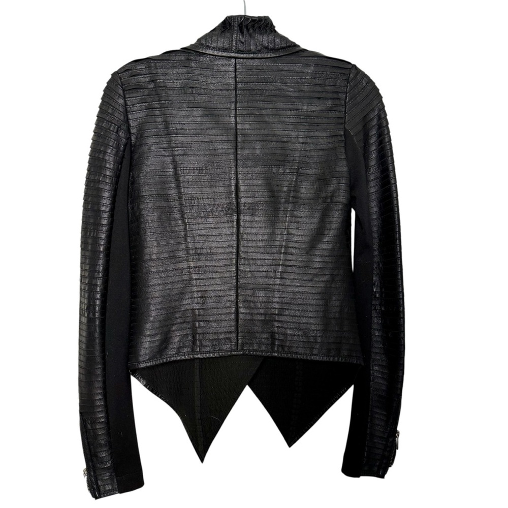 SCOOP NYC Black Textured Genuine Leather Jacket Moto Chic Asymmetrical Size S - Picture 2 of 16